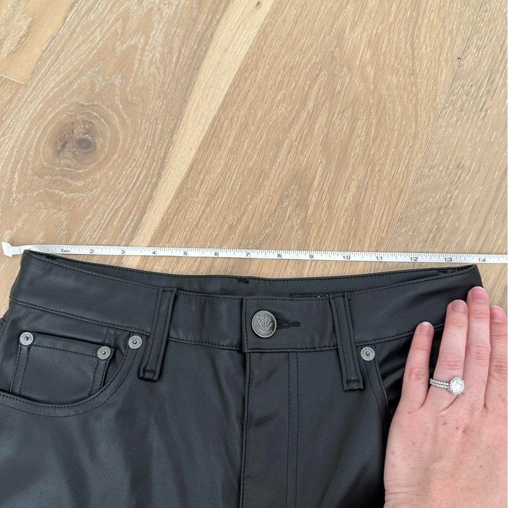 Rag & Bone Sofie Faux Leather Wide Leg High Rise Pants Dark Jeans Womens Size 26 - Picture 12 of 16